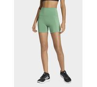 Womens adidas Leggings Short 3 Stripes Studio All Me Booty - Verde, verde 2XS 13 CM