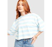 Womens adidas Originals Stripe Crop T-Shirt - Blu, blu S