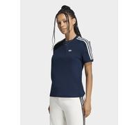 Womens adidas T-shirt In Pizzo Con 3 Strisce - Blu, blu 2XL