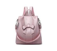 Women's Anti-Theft BackPacks Shoulder Bag PU Washed Leather Convertible Bow Back Zipper Pink