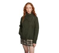 Women's Aran Cable Knit Side Zip Green Cardigan