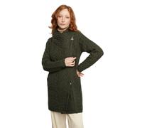 Women's Aran Cable Knit Side Zip Green Coat