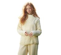 Women's Aran Cable Knit Side Zip Natural Cardigan