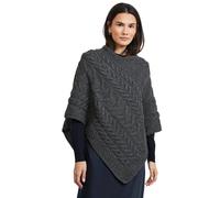 Women's Aran Cable Knit Triangular Charcoal Poncho