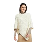 Women's Aran Cable Knit Triangular Natural Poncho