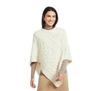 Women's Aran Cable Knit Triangular Natural Poncho