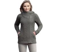 Women's Aran Knit Side Zip Grey Cardigan
