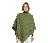 Women's Aran Super Soft Merino Green Poncho
