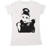 Women's Audrey Hepburn Iconic Print Breakfast At Tiffanys T-Shirt White XXL
