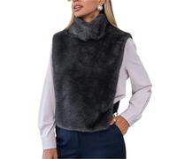 Women's Autumn Mink Vest Solid Color Turtleneck Sleeveless Pullover Lady Coat Slouchy-Style Chic Outwear for Female(Color1,L)