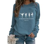 Womens Ballet Dance Sweatshirt Dancer Graphic Pullover Crew Neck Casual Long Sleeve Fall Christian Tops