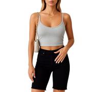 Women's Basic Ribbed Camisole Top Spaghetti Strap Crop Tank Top Summer Casual Sleeveless Undershirt Layering Blouse for Daily Wear
