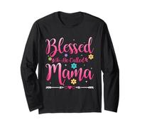 Womens Blessed To Be Called Mama Heart Mother's Day Mama Maglia a Manica