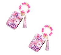 Women's Boho Beaded Wallet & Tassel Decorated Keychain, New Multiple ID card slots Bracelet Keychain Wallet, for Women (C#11)