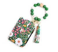 Women's Boho Beaded Wallet & Tassel Decorated Keychain, New Multiple ID card slots Bracelet Keychain Wallet, for Women (C#9)