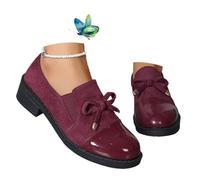 Women's Bow Elastic Casual Chunky Platform Loafers, Comfortable Slip-On Wide Fit Penny Moccasins Orthopedic Loafer Casual Dress Shoes, bordeaux, 40 EU