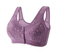 Women's Bra with Underwire, Comfortable Sexy in Wrap Tank Top Style with Large Buckle Front Thin, Rose Gold, 14(Purple,12)