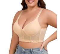 Women's Button Front Bra. Fashion Backless Comfortable Adjustable Straps And Cups. Seamless ., Black, 5XL(Beige,4XL)