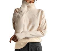 Women's Cable Knit Sweater Turtleneck Long Sleeve Loose Chunky Casual Oversized Pullover Tops for Winter,2026 New (White,XL)