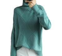 Women's Cable Knit Sweater Turtleneck Long Sleeve Loose Chunky Casual Oversized Pullover Tops for Winter,2026 New (Green,XXL)