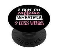 Womens Caffiene & Words Wheaten Terrier Dog Lover PopSockets PopGrip Adesivo