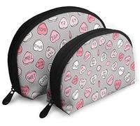 Womens Candy Hearts Valentine Love Travel Borse cosmetiche Impermeabile 2PC Pochette trucco Pochette per cosmetici e articoli da toeletta Organizer Borsa da viaggio portatile Borsa da toilette per r