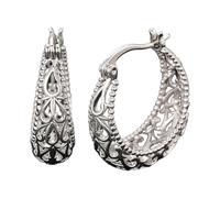 Women's Carved Openwork - Orecchini a cerchio a forma di U in argento 925, Einheitsgröße, Rame, Non pietra preziosa