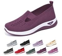 Women's Casual Breathable Slip On Orthopaedic Walking Sneakers, Women's Walking Shoes for Balance, Woven Breathable Soft Sole Shoes (Dark Purple,37)