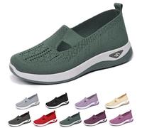 Women's Casual Breathable Slip On Orthopaedic Walking Sneakers, Women's Walking Shoes for Balance, Woven Breathable Soft Sole Shoes (Cyan,36)