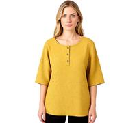 Women's Casual Linen Blend Tunic Top with Button Placket, Loose Fit 3/4 Sleeve Solid Color Blouse for Summer Spring, Comfortable Cotton Shirt