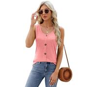 Women's Casual Sleeveless Tank Top with Front Buttons Soft Ribbed Knit Scoop Neck Summer Basic Camisole for Daily Wear Beach Vacation