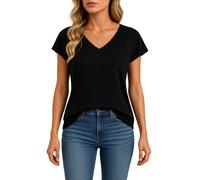 Women's Casual V Neck Short Sleeve T Shirts Summer Loose Fit Basic Tops Soft Lightweight Tee Blouses for Daily Wear And Vacation
