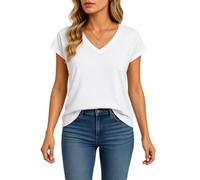 Women's Casual V Neck Short Sleeve T Shirts Summer Loose Fit Basic Tops Soft Lightweight Tee Blouses for Daily Wear And Vacation