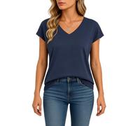 Women's Casual V Neck Short Sleeve T Shirts Summer Loose Fit Basic Tops Soft Lightweight Tee Blouses for Daily Wear And Vacation