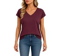 Women's Casual V Neck Short Sleeve T Shirts Summer Loose Fit Basic Tops Soft Lightweight Tee Blouses for Daily Wear And Vacation