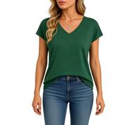 Women's Casual V Neck Short Sleeve T Shirts Summer Loose Fit Basic Tops Soft Lightweight Tee Blouses for Daily Wear And Vacation