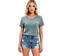 Women's Casual Waffle Knit Romper Short Sleeve V Neck Loose Fit Jumpsuit with Pockets Summer Beach Vacation Outfits Comfortable Loungewear