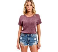 Women's Casual Waffle Knit Romper Short Sleeve V Neck Loose Fit Jumpsuit with Pockets Summer Beach Vacation Outfits Comfortable Loungewear