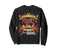 Womens Chapter 35 Fabulous EST 1990 Red Roses 35th Birthday Felpa