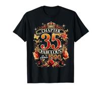 Womens Chapter 35 Fabulous EST 1990 Red Roses 35th Birthday Maglietta