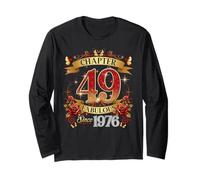 Womens Chapter 49 Fabulous EST 1976 Red Roses 49th Birthday Maglia a Manica