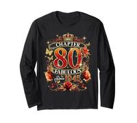 Womens Chapter 80 Fabulous EST 1945 Red Roses 80th Birthday Maglia a Manica