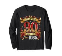 Womens Chapter 90 Fabulous EST 1935 Red Roses 90th Birthday Maglia a Manica