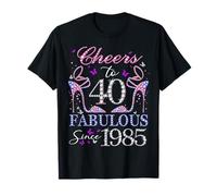 Womens Cheers to 40 Years Old EST 1985 40th Birthday Queen Maglietta