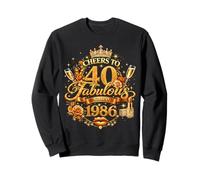 Womens Cheers to 40 Years Old EST 1986 40th Birthday Queen Felpa
