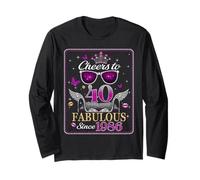 Womens Cheers to 40 Years Old EST 1986 40th Birthday Queen Maglia a Manica