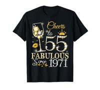 Womens Cheers to 55 Years Old EST 1990 55th Birthday Queen Maglietta