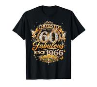 Womens Cheers to 60 Years Old EST 1966 60th Birthday Queen Maglietta