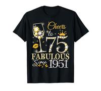 Womens Cheers to 75 Years Old EST 1990 75th Birthday Queen Maglietta
