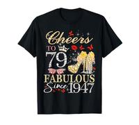 Womens Cheers To 79 Fabulous Since 1947 79th Birthday Queen Maglietta